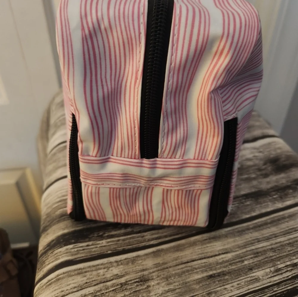 Scout Pink and White Striped Cosmetic Bag